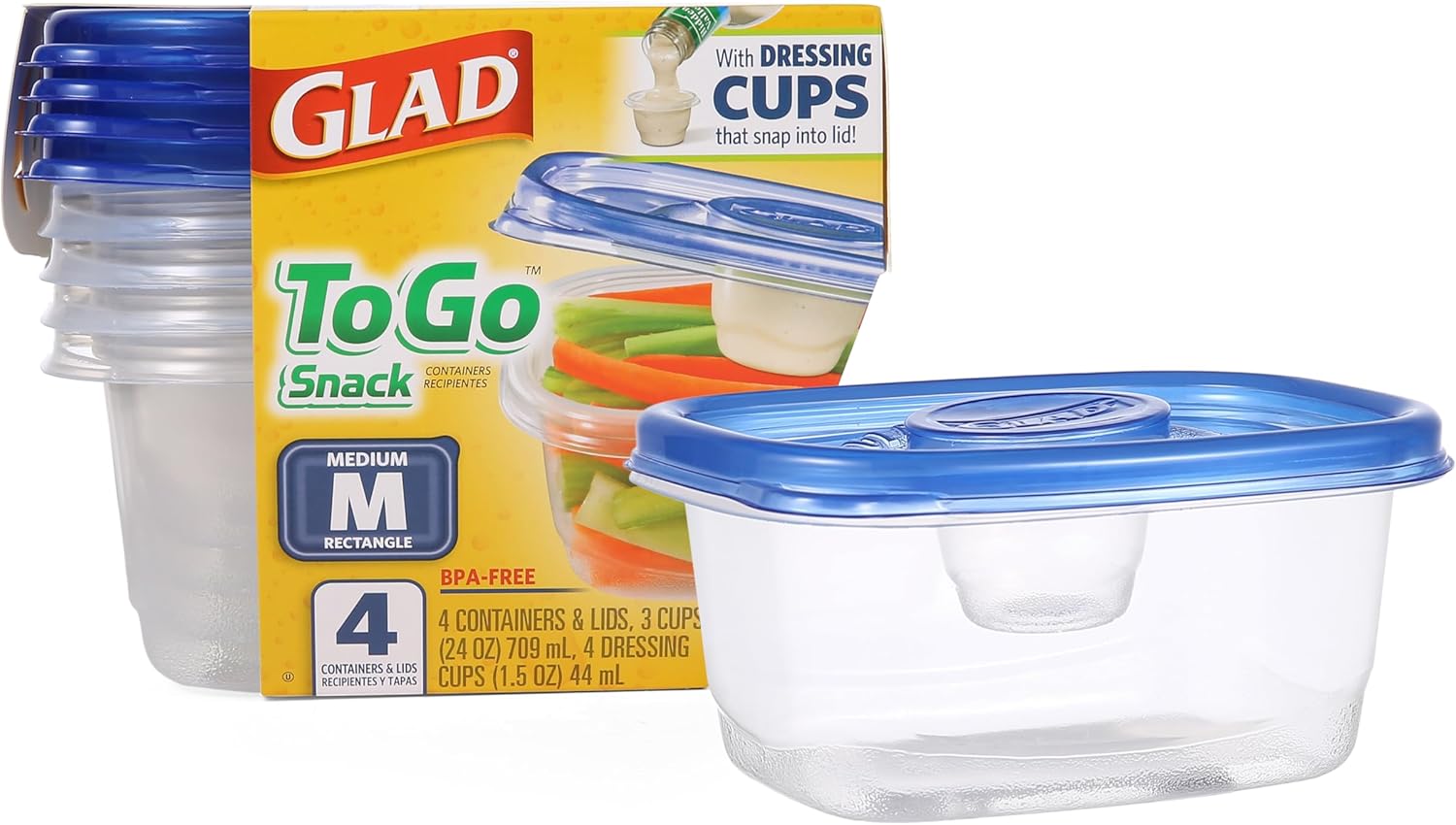 GladWare para ir lanche recipientes de armazenamento de alimentos retangular