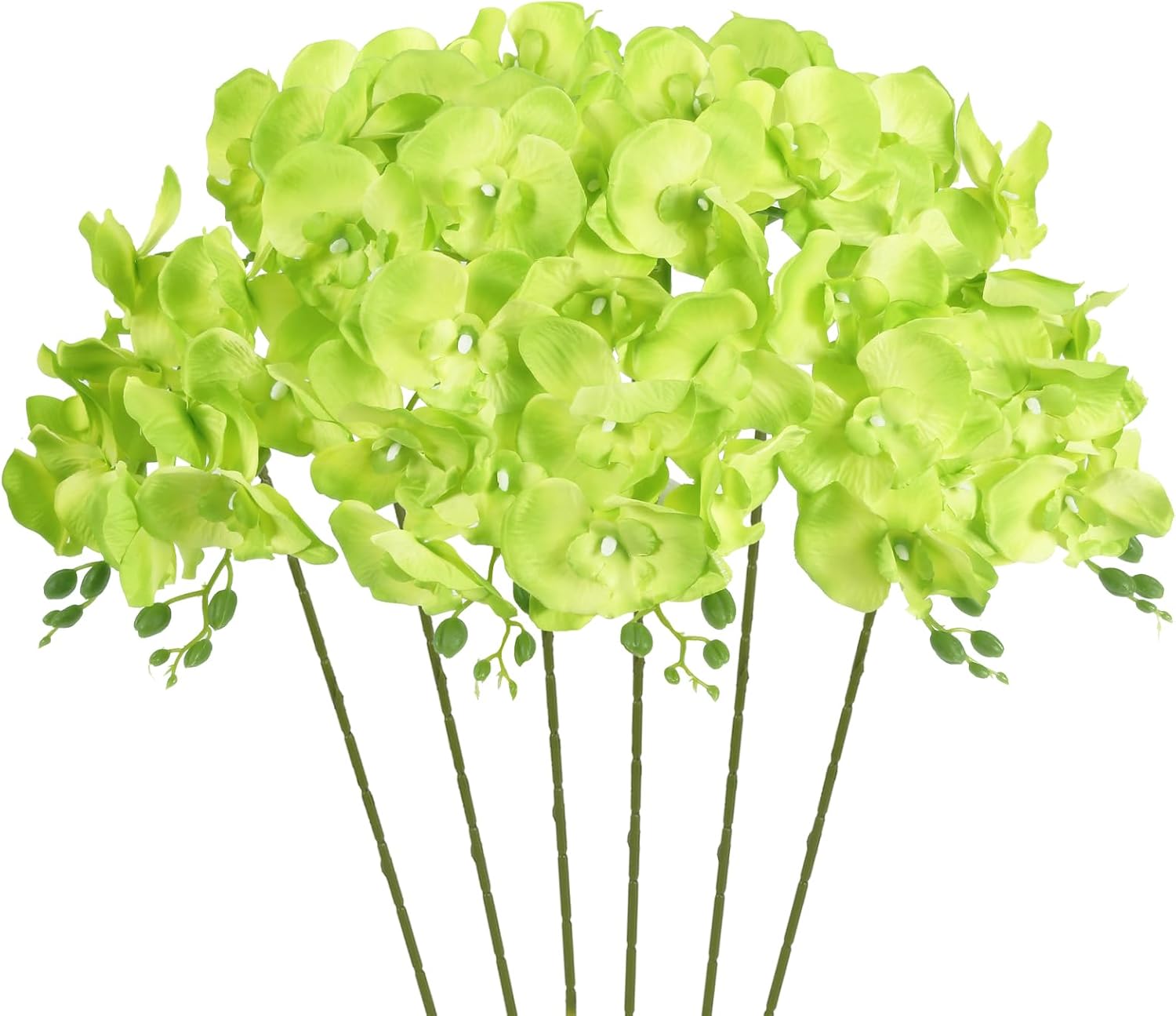 INSUNSIX Orquideas verdes flores artificiais 6 pecas de orquideas de