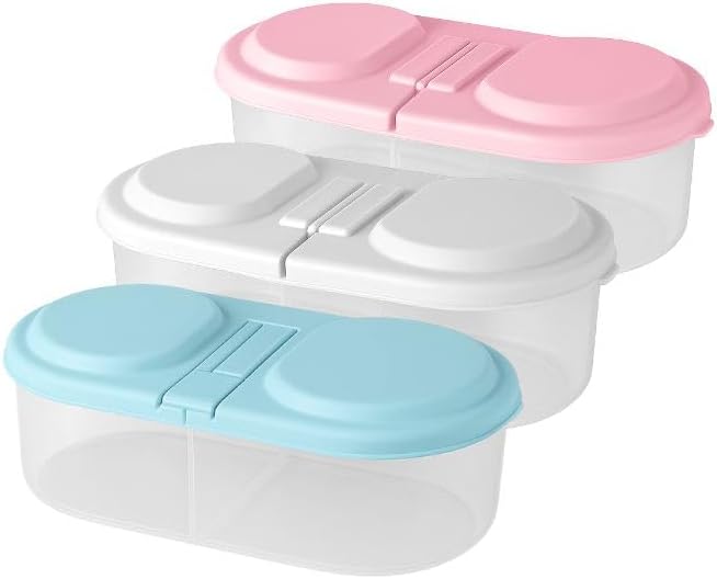 Kit de 3 Potes Plasticos com 2 Divisorias para Alimentos