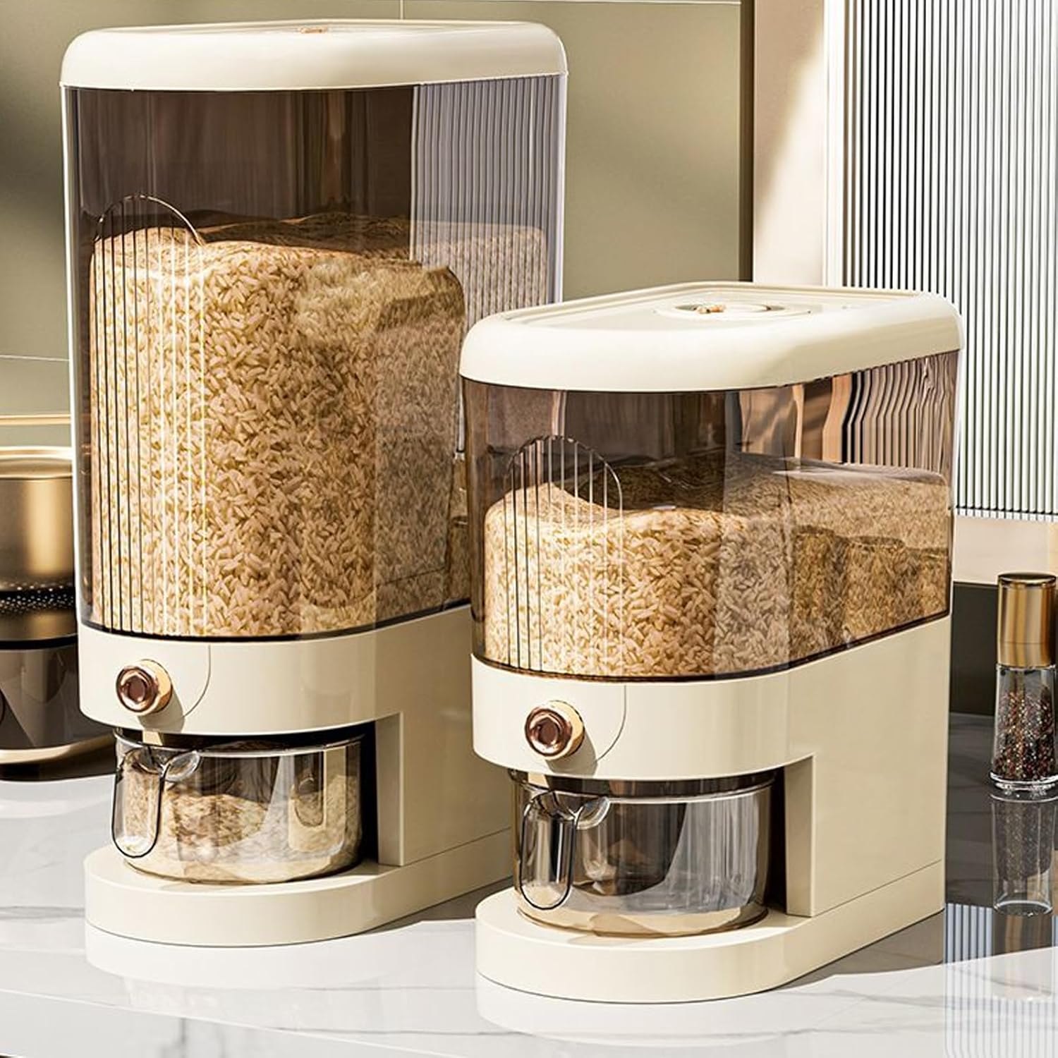 Peaoop Dispensador de arroz de 22lbs recipiente grande de armazenamento