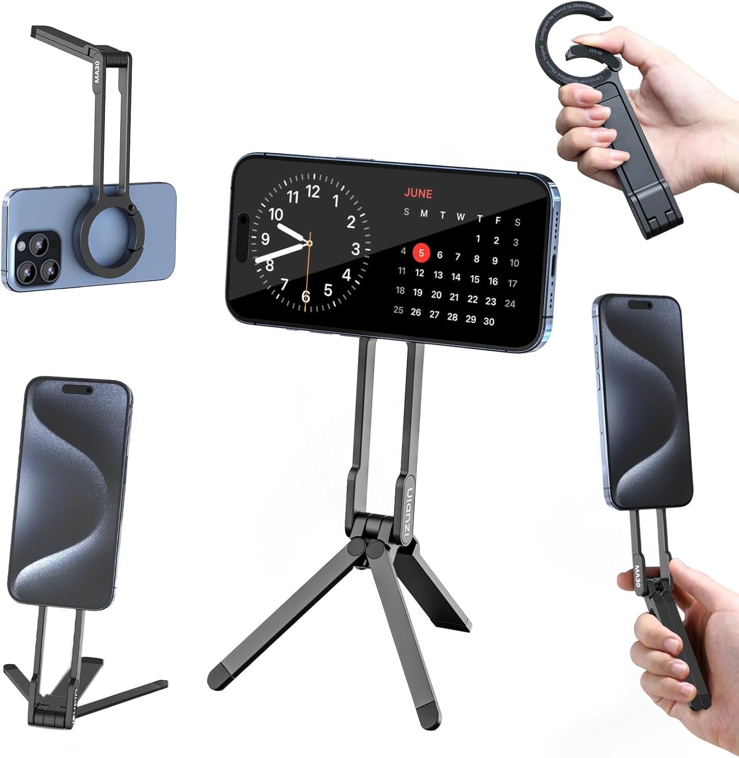 ULANZI MA30 Magnetic Phone Tripod Stand for iPhone - Aluminium Maglock Smartphone Mini Tripod Pocket Cell Phone Stand Dual-Sided Magnet Quick Mount 1 ULANZI MA30 Magnetic Phone Tripod Stand for iPhone Aluminium