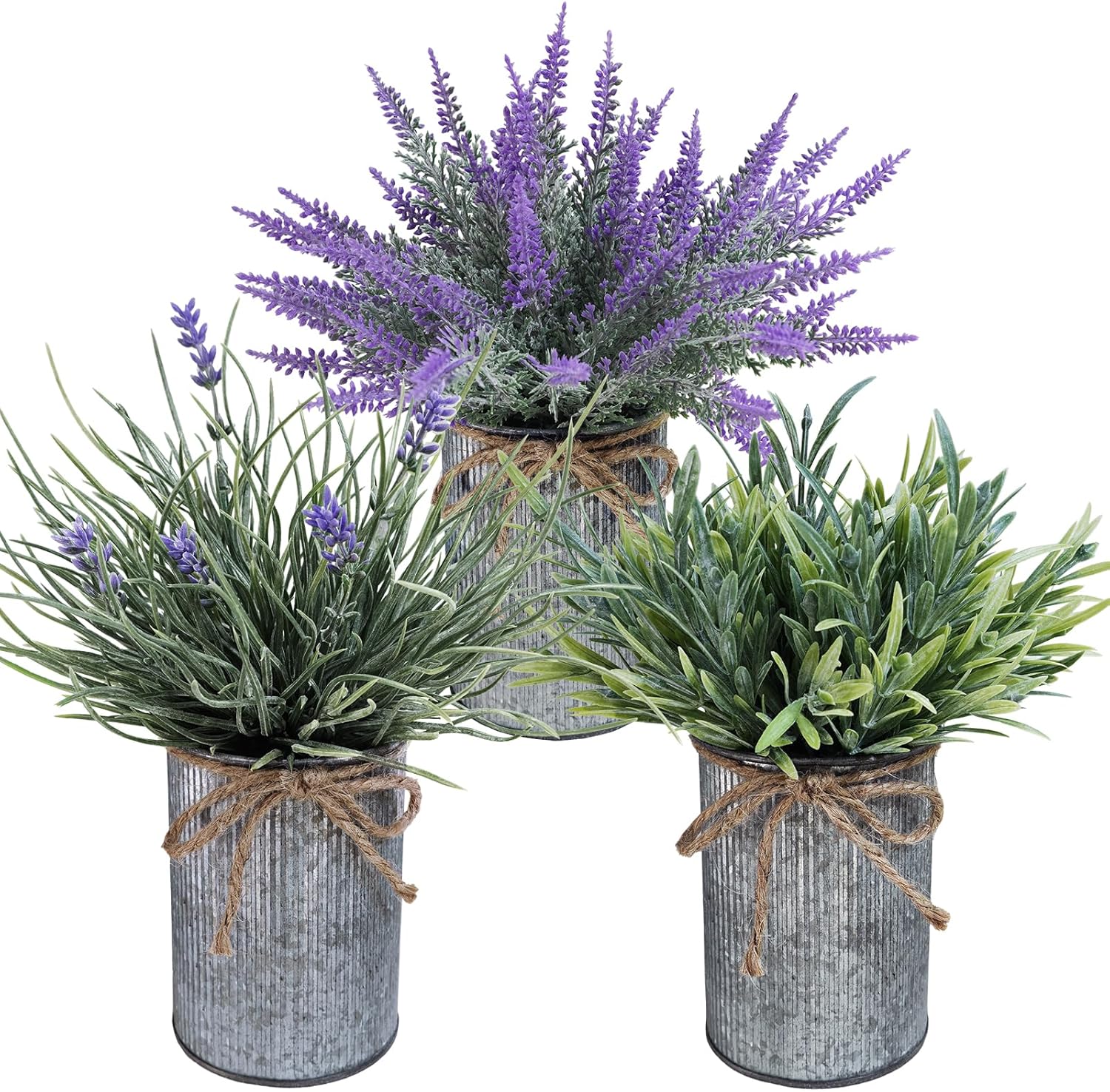 Winlyn Pacote com 3 plantas artificiais pequenas arranjos de flores