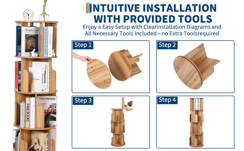 GarveeTech Estante rotativa de 4 níveis,