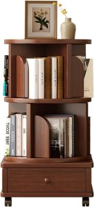 Estante giratória de cabeceira para livros de 360 graus móvel para chão de casa estreito quarto prateleira de leitura
