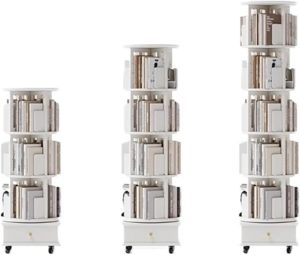Suporte para livros Estante giratória, roda móvel de 360 ​​graus, estante de madeira maciça, piso doméstico, prateleira de armazenamento de livros Estante(L)