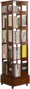 Suporte para livros Estante giratória de madeira maciça, estante de 360 ​​graus, estante para casa, sala de estar, rack de armazenamento, piso simples Estante(L)