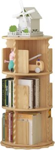 Torre rotativa para livros, estante giratória de 6 camadas, suporte de CD de madeira de chão para pequenos espaços para salas de estar, salas de jogos