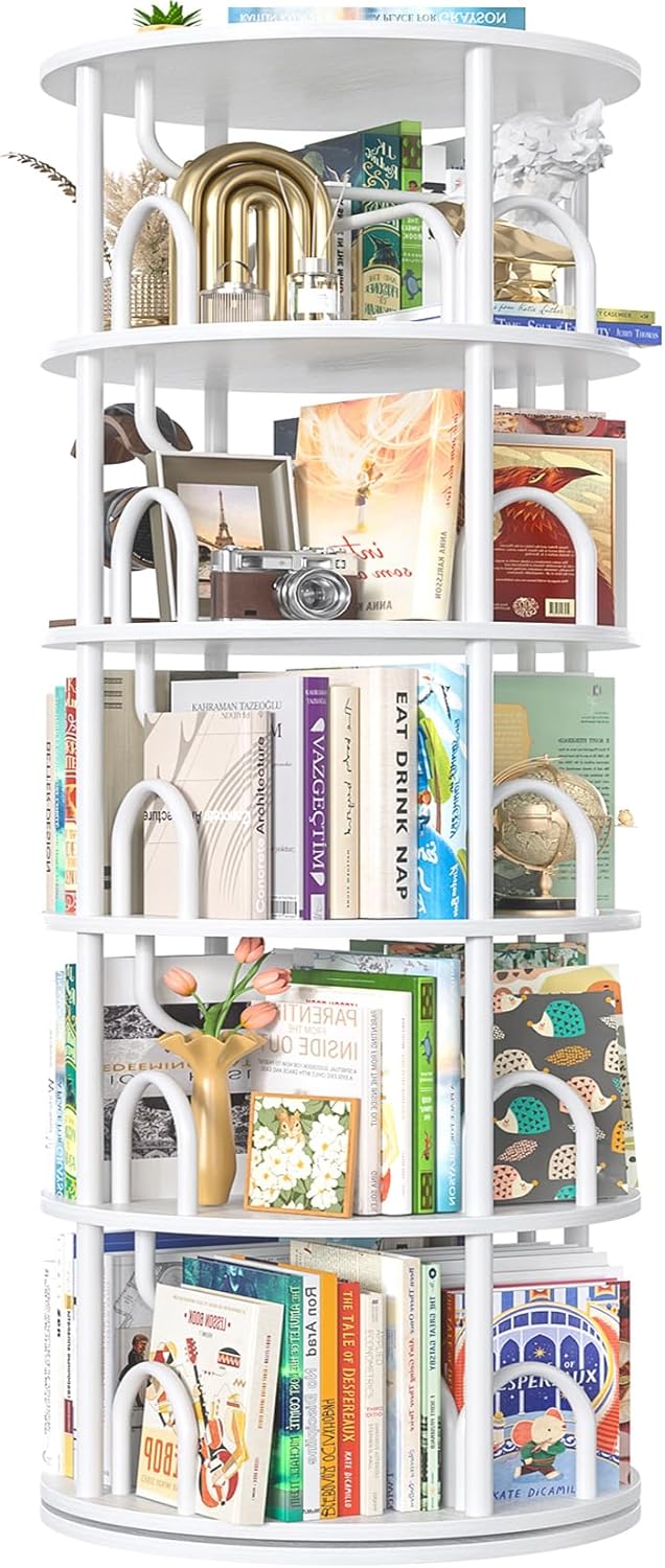 Aheaplus Estante giratoria de 5 niveis estante giratoria de 360