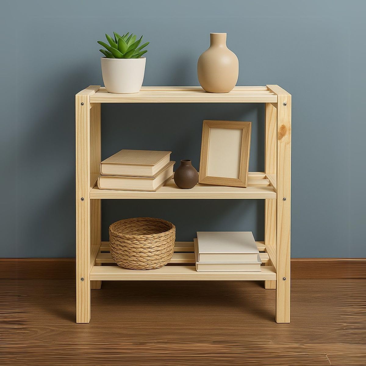 Estante 3 Andares Multiuso Madeira Macica Pinus Resistente