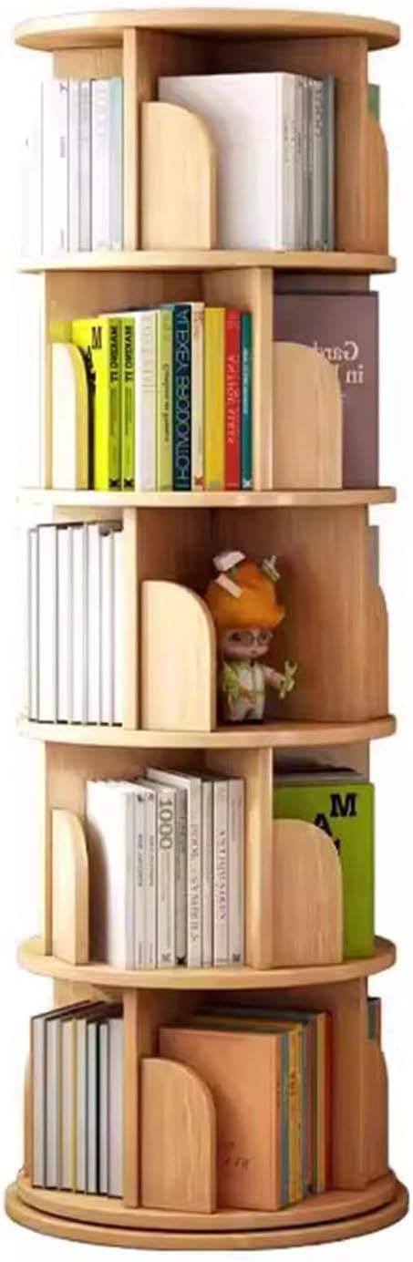Estante De 5 Camadas Giratória De 360 ° Display Estante De Alta Densidade Prateleiras Empilháveis Com Canto Defletor Prateleira De Armazenamento De Estante De Chão Para Qua, Wood Color 1 Estante De 5 Camadas Giratoria De 360 ° Display Estante