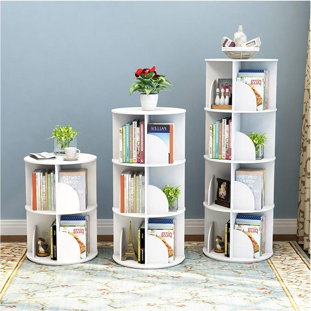 Estante Giratória Criativa Branca Simples Estante De Estudante Rack Multicamadas, White, 40x40x159cm 1 Estante Giratoria Criativa Branca Simples Estante De Estudante Rack Multicamadas