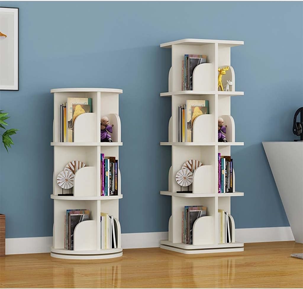 Estante giratória quadrada, 2 camadas, multifuncional, rotação de 360 graus, com unidade de prateleira de design aberto para casa, escritório, sala de estar, P 1 Estante giratoria quadrada 2 camadas multifuncional rotacao de 360 graus