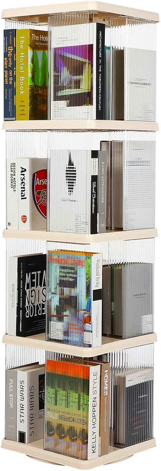 FAHKNS Estante rotativa de 4 niveis estante de 360° para