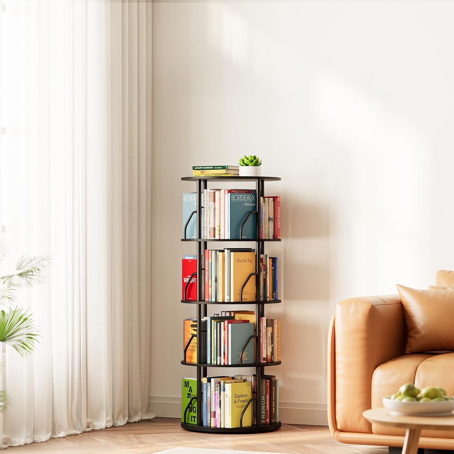 SpaceAid Estante giratoria de 4 niveis estante de livros empilhavel