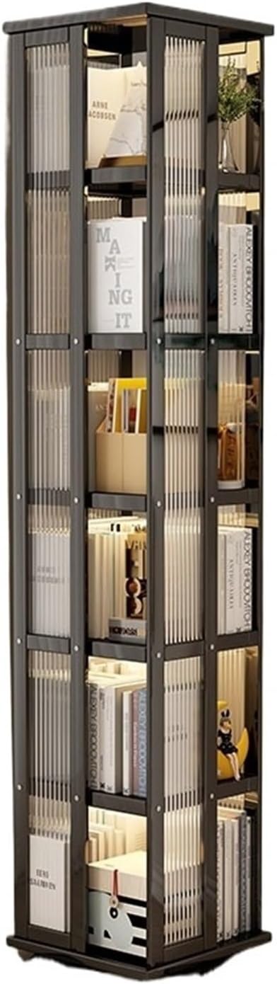 Suporte para livros Estante giratória para casa, estante multifuncional tipo piso, sala de estar, prateleira de armazenamento multicamadas simples e moderna Estante(Preto,L) 1 Suporte para livros Estante giratoria para casa estante multifuncional tipo