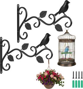 Pacote com 2 Suportes para Plantas Pendurados, Gancho de Metal Resistente para Plantas, Ganchos de Plantas Pendurados, Cabide para Suporte de Vasos de Plantas, Gancho de Parede de Jardim