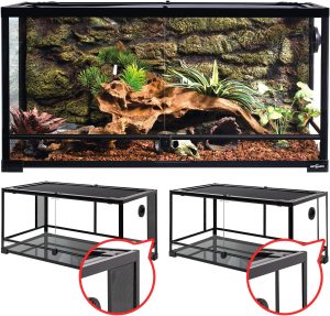 REPTI ZOO Terrário de Vidro para Répteis 127 Litros 2 em 1 Malhas Laterais e Óculos Laterais Dobrável com Ventilação de Tela 91 cm x 45 cm x 45 cm