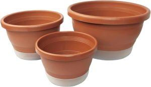 03 Vasos Cuia para Plantas Flores e Folhagens c/pratos e Manta de Drenagem