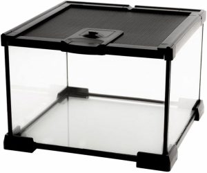 Mini tanque de terrário de vidro para répteis, gaiola para tarântula, lagartixas, lagartos, camaleões, tartarugas, cobra, caracol, inseto, caranguejo eremita, isópodes para répteis (20 x 20 x