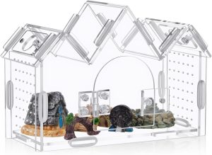 Weysat Aranha saltadora 19 cm x 8 cm x 13,5 cm Acrílico Tarântula Estilo Castelo Terrário de Insetos com Porta Magnética Terrário Transparente para Répteis, Anfíbios e Aranhas