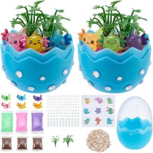 WEBEEDY 2 conjuntos de mini kit de terrário axolote de animais fofos para iniciantes de terrário conjunto de artesanato de jardim de fadas, mini estatueta de animal de estimação, conjunto de mundo