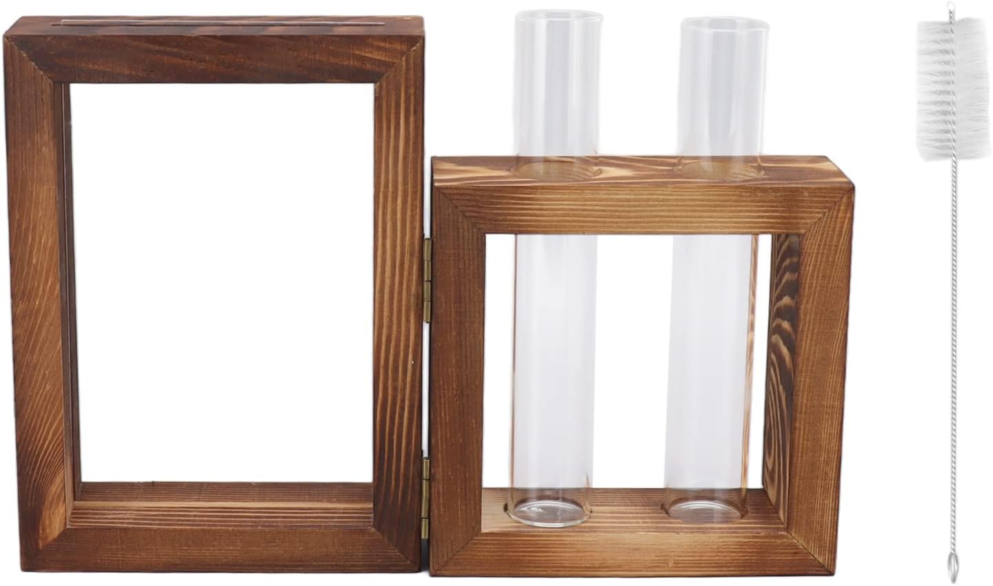 Estação de Propagação de Plantas, Moldura de Madeira, Terrários Hidropônicos de Mesa, Terrários de Plantas, Suporte de Madeira Com 2 Tubos de Ensaio de Vidro para Decoração de 1 Estacao de Propagacao de Plantas Moldura de Madeira Terrarios Hidroponicos