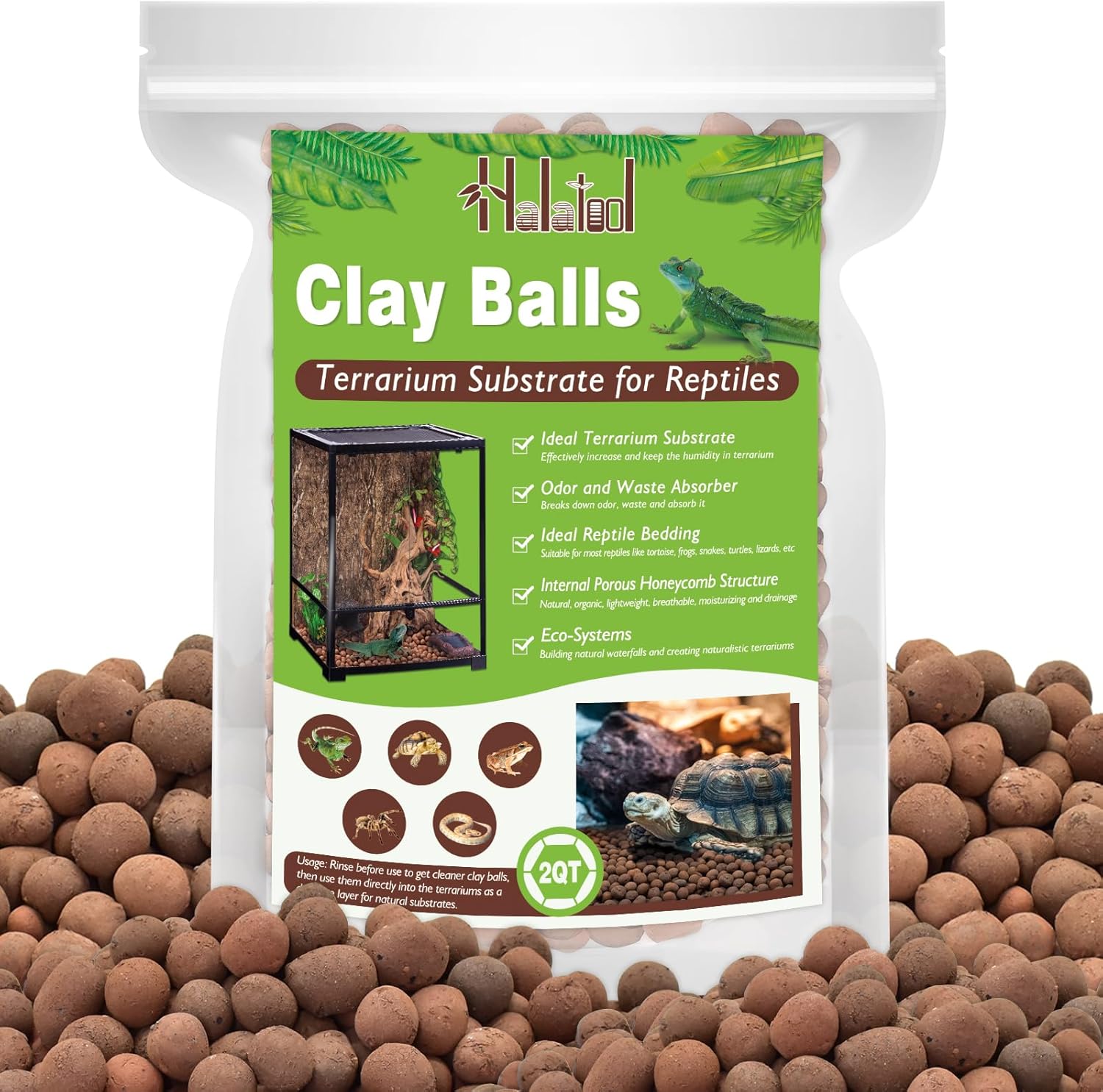Halatool Substrato de reptil 2QT argila seixos terrario cama para
