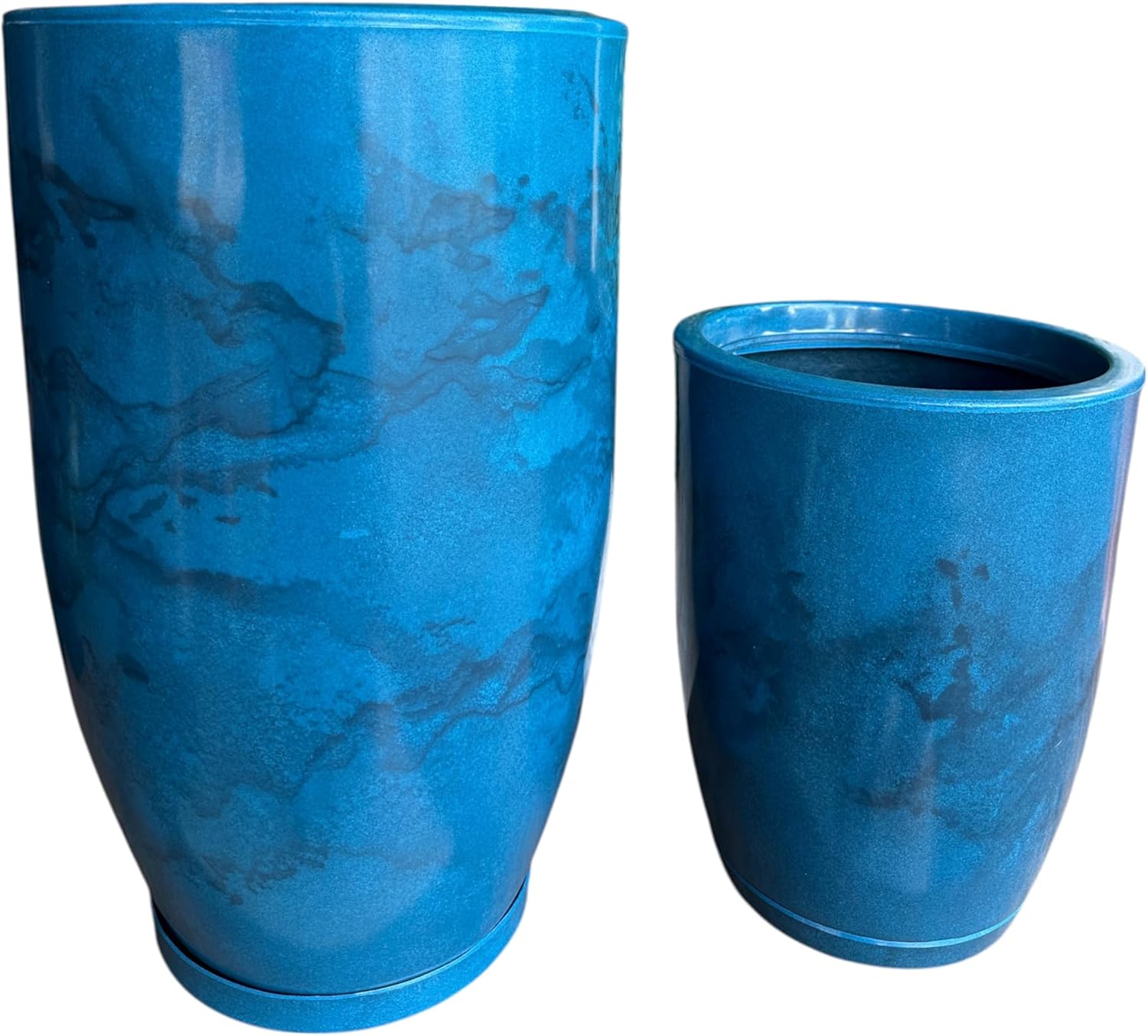 KIT VASOS PARA PLANTAS DECORATIVOS LUXO EFEITO MARMORIZADOS CPRATO Azul