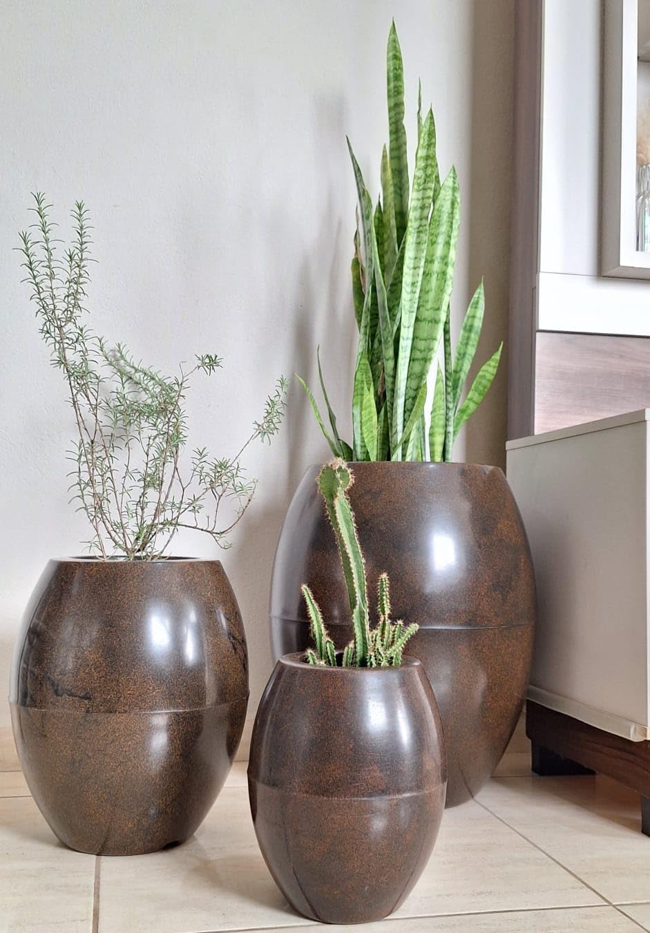 Kit 3 Vasos Bojo Luxo Polietileno Redondo Para Plantas e