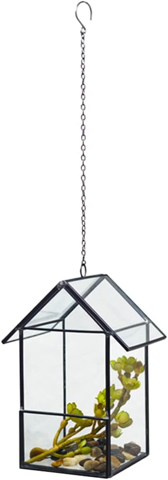 Plantador de montagem na parede Recipiente de terrário de vidro suspenso Cabide de plantas de terrário Geométrico Terrário Plantador em formato de casa Vaso de flores para decoração de casa Plantas hi 1 Plantador de montagem na parede Recipiente de terrario de vidro