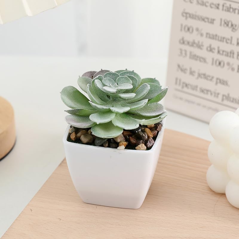 Plantas suculentas verdes artificiais mini suculentas falsas em vasos com flores para escritório, acessórios de mesa, decoração de carro, presente de dia dos namorados para amantes 1 Plantas suculentas verdes artificiais mini suculentas falsas em vasos com