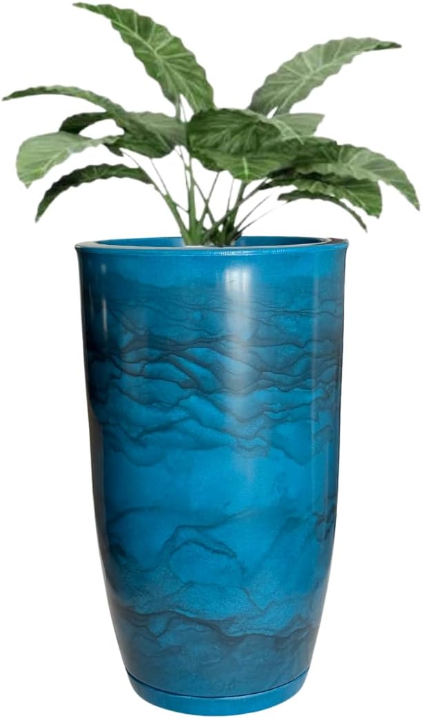 Vaso Grande Polietileno Plantas Marmorizado Jardim Sala Casa Varanda 48cm (Azul Petróleo) 1 Vaso Grande Polietileno Plantas Marmorizado Jardim Sala Casa Varanda 48cm