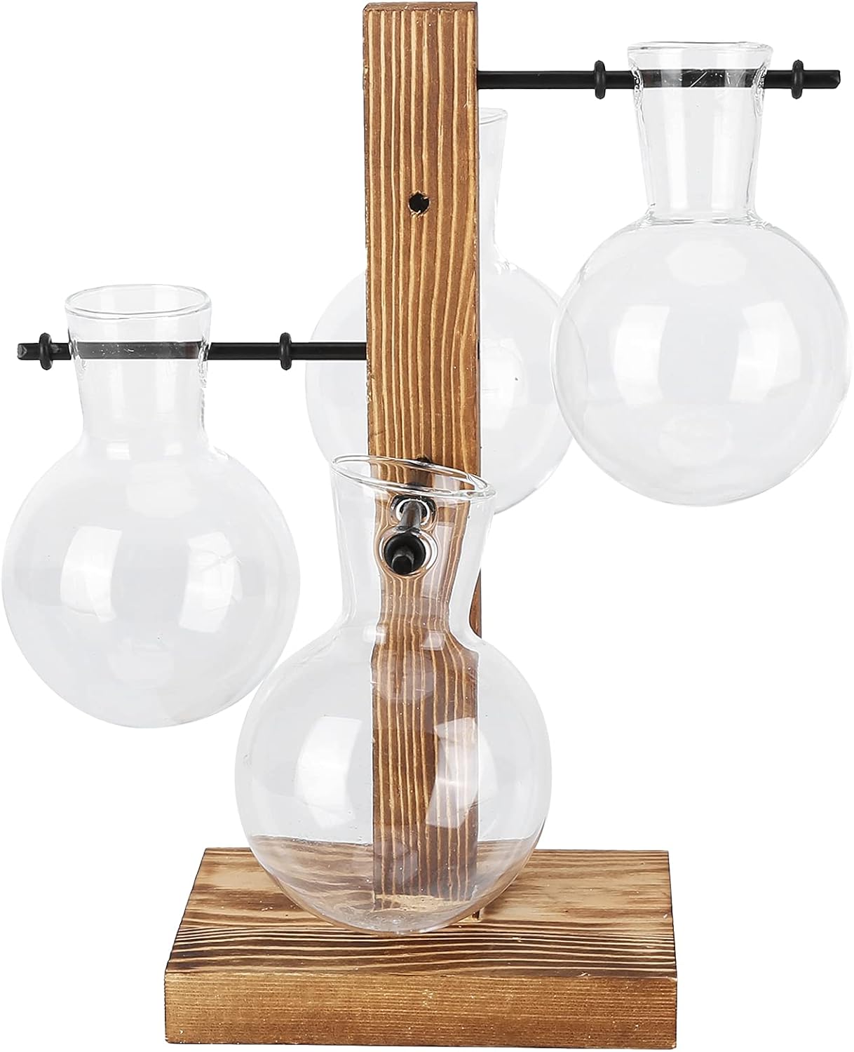 Zerodis Terrário de Plantas Com Suporte de Madeira Terrários para Plantador Vaso de Bulbo Terrário de Planta de Mesa para Plantador de Bulbos de Ar Hidropônico para Plantas de Interior Decoração de 1 Zerodis Terrario de Plantas Com Suporte de Madeira Terrarios para